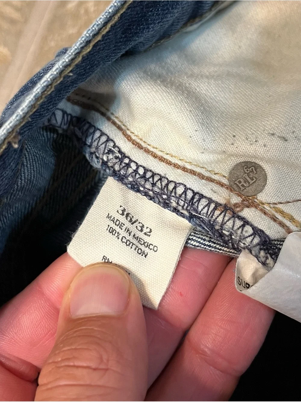 Polo Ralph Lauren Vintage 67 Blue Jeans Mens 36x32 Dark Wash Denim